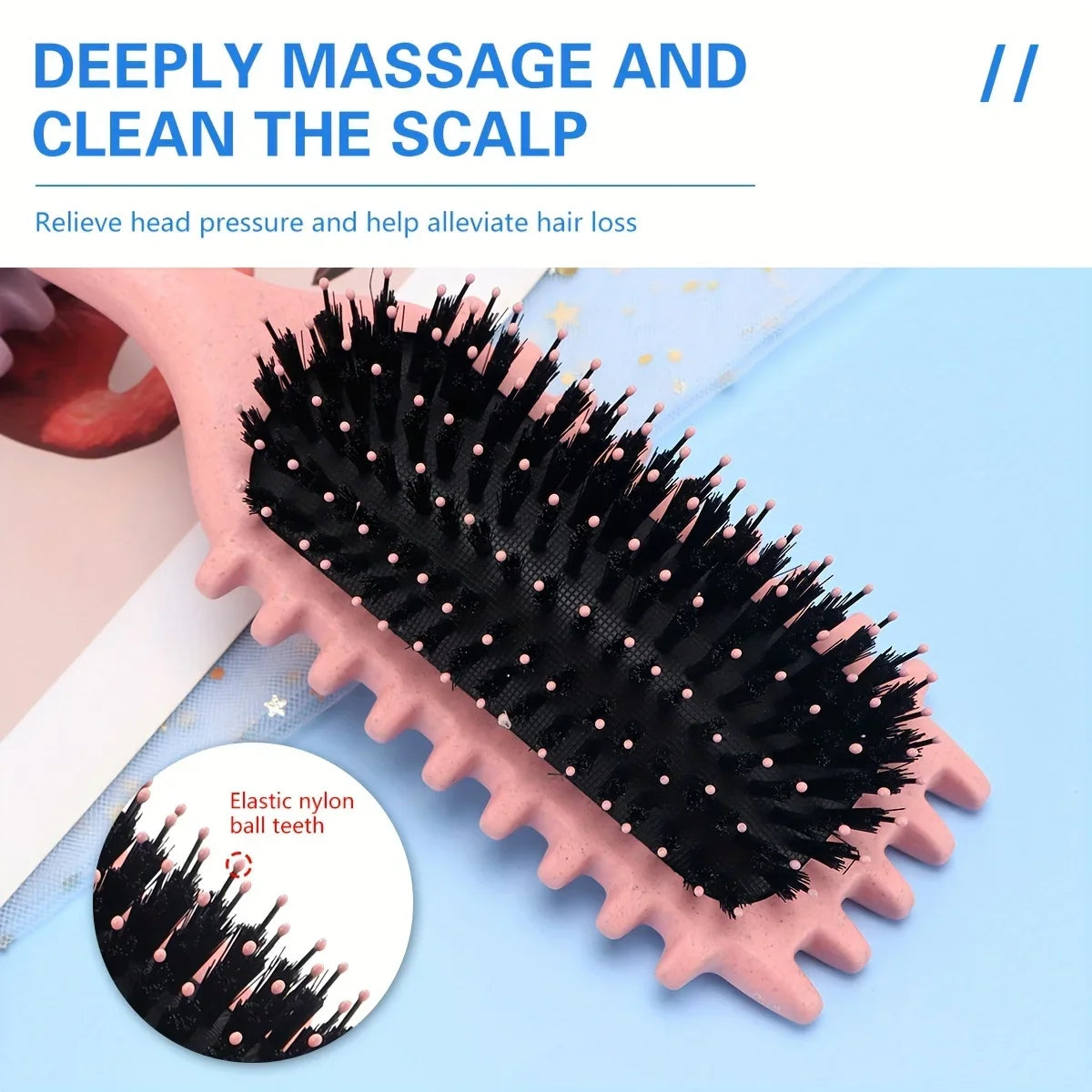 1/2Pcs Detangling Candy Brush Curly Hair Scalp Massage Hair Comb with Cleaning Claw Natural Bristles Define Hair Styling Tools