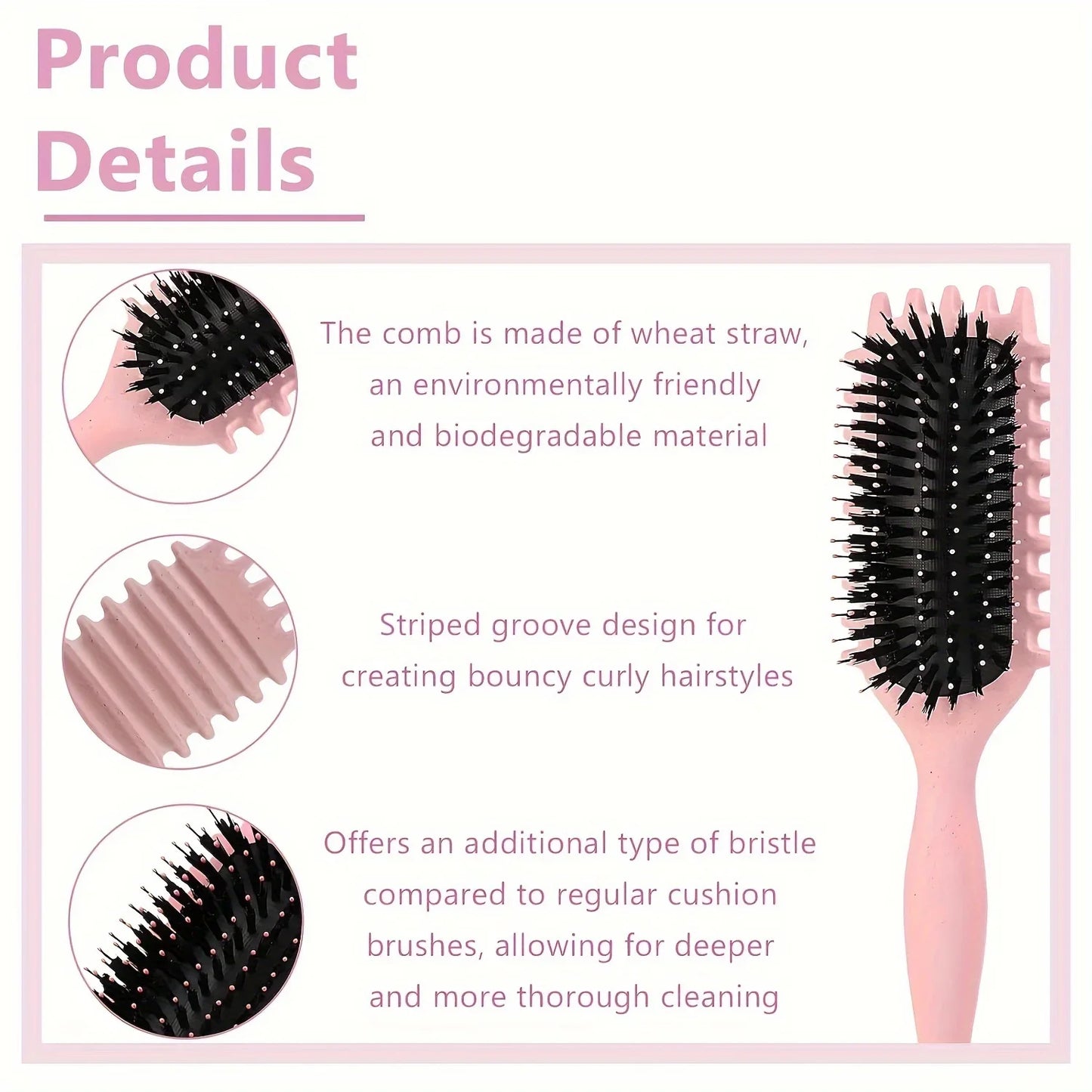 1/2Pcs Detangling Candy Brush Curly Hair Scalp Massage Hair Comb with Cleaning Claw Natural Bristles Define Hair Styling Tools